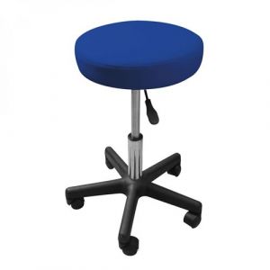 Tabouret rond à roulettes réglable en hauteur de 43.5 à 60.5 cm et pivotable à 360° - Bleu azur - Vivezen