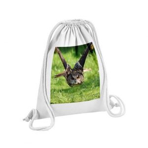 Fabulous Sac de Gym en Coton Blanc Chouette en Vol Superbe 12 Litres
