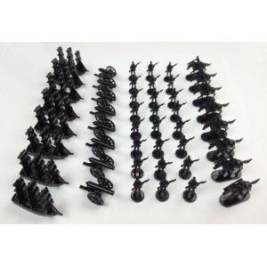 Soldats miniatures en plastique (soldats noirs), soldats d'infanterie, cavalerie, artillerie, navires