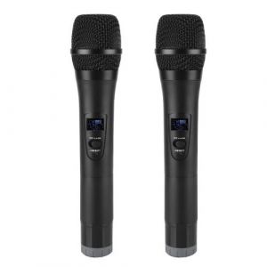 Microphone à main sans fil universel VHF avec récepteur pour karaoké / réunion d'affaires noir