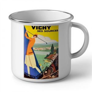 Fabulous Mug en métal émaille Vichy France Affiche Vintage