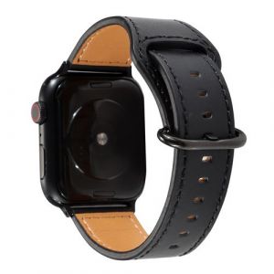 Bracelet de montre en cuir simple pour Apple Watch Series 6/ SE/ 5/ 4 40mm - Noir