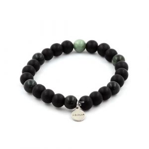 Bracelet Perles Onyx noir mat + Seraphinite de Russie 8 mm - A Bijoux