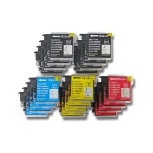 Lot de 20 cartouches d'encre pour imprimante Brother MFC-490CN, MFC-490CW, MFC-790CW, MFC-395CW, MFC-990CW. Rempalce: LC980, LC985, LC1100.