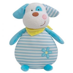 CIJEP Luminou chien bleu peluche lumineuse naturelle fonctionne sans pile et 30 cm