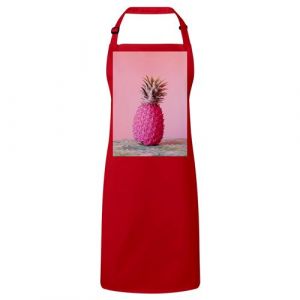 Fabulous Tablier Cuisine Premium Rouge Ananas Rose sur Fond Rose