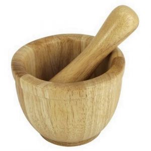 mortier + pilon en bambou 12 cm ustensile de cuisine aioli pesto tapenade