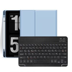 &Eacute;tui HSMY en Silicone avec Clavier Fran&ccedil;ais AZERTY Bluetooth pour iPad Pro 11 2020 - Bleu clair&Noir