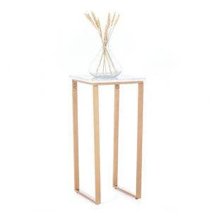Penguin Home&reg; 3813 Table d'appoint, marbre et Fer, Blanc et dor&eacute;, 30,5x30,5x63,5cm