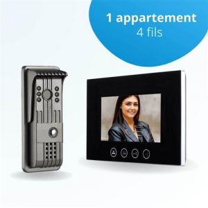 BT SECURITY Portier interphone vidéo pili 4 fils - 1 écran noir 7" - avec mémoire photos