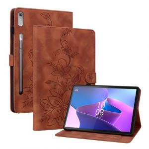&Eacute;tui Tablette Lenovo Tab P11 Pro Gen 2 11.2 Cuir PU Rose Porte-Cartes Support Stylet-Marron