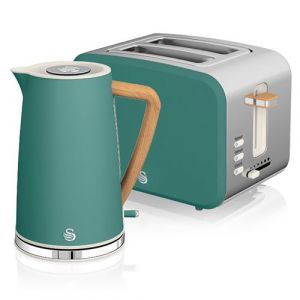 Set petit-déjeuner Bouilloire sans fil 1,7 L grille-pain 2 Nordic Blanc, SWAN, STP2090GRENEU, , Vert