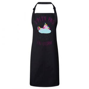 Fabulous Tablier Cuisine Premium Noir J'Peux Pas J'Ai Licorne Licorne Qui Dort sur Nuage