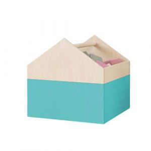 Bo&icirc;te de rangement bicolore HOUSE turquoise