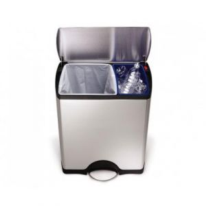 SIMPLEHUMAN CW1830 POUBELLE DE RECYCLAGE RECTANGULAIRE À PÉDALE, ACIER INOX BROSSÉ 30 / 16 L