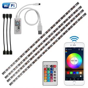 4 pcs WIFI USB RGB 5050SMD LED Bande Lumière Smart App Contrôle Flexible TV Fond Bande Lumière LD1138