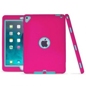 Coque en silicone antichoc, anti-chute et anti-poussi&egrave;re bleu/rose b&eacute;b&eacute; pour votre Apple iPad Pro 9.7 pouces (2016)/Air 2/Air