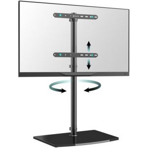 ONKRON TV Portable sur Pied pour 30-60" , jusqu'&agrave; 41 kg, Meuble TV en Verre Tremp&eacute;, VESA 100x100 &agrave; 400x400, Hauteur R&eacute;glable TS5065-B Noir