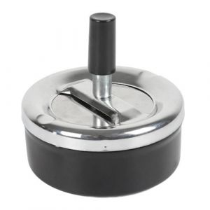 Cendrier Poussoir en M&eacute;tal "Fun" 9cm Noir