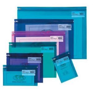 Pochette navette transparente zip format DL 5 coloris électra assortis