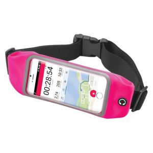 Celly runbeltview Ceinture élastique de Course avec Passage d'écouteurs et Pochette Transparente et Touch, pour Smartphone jusqu'à 4,7