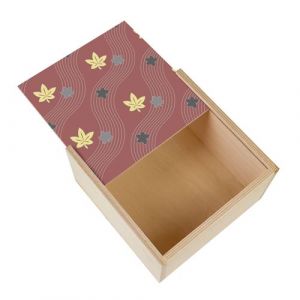 Boite Coffret en Bois - Fabulous - Feuille d'erable Motif Japonais Rouge (11 x 11 x 3,5 cm)