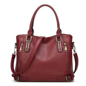 Sac &agrave; main femme, grand sac &agrave; bandouli&egrave;re en cuir rouge