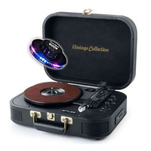 platine vinyl muse mt-201 gld, stéréo 33-45-78 tours, bluetooth usb aux, enceintes intégrées 2x5w, black gold, ovni led rvb