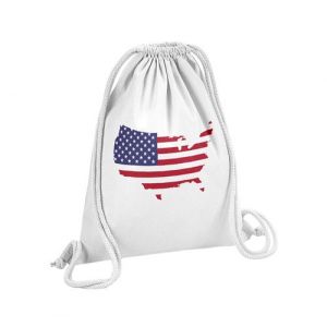 Fabulous Sac de Gym en Coton Blanc Drapeau Carte Etats Unis 12 Litres