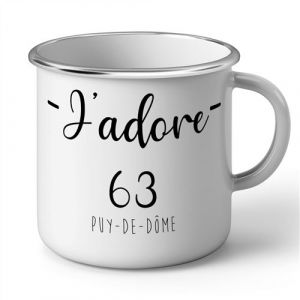 Fabulous Mug en métal émaille J'Adore 63 Puy De Dome Departement Clermont Ferrand