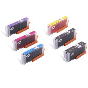 vhbw 6x cartouches d'encre pour Canon PGI-580 XXL, PGI-580 XXL BK, PGI-580PGBK XXL, PGI-580XXLBK, CLI-581 XXL