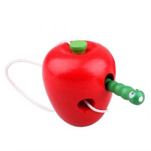 Pomme et son ver pour apprentissage de la&ccedil;age jeu montessori