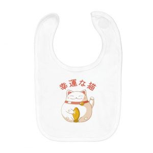 Fabulous Bavoir Coton Bio Maneki Neko Chat