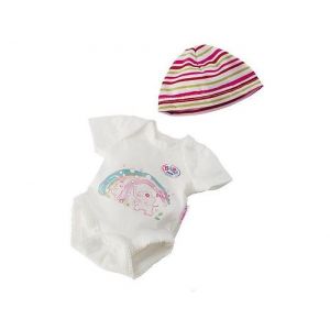 Body imprimé avec bonnet rayé pour poupon 43 cm baby born (réf.za26)