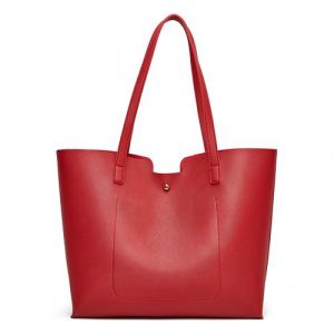 Sac &agrave; main en cuir pour femme sacoche &agrave; bandouli&egrave;re fourre-tout rouge