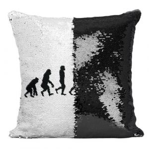 Fabulous Housse de Coussin &agrave; Sequin - Paillettes Noir Evolution Skateboard [40 x 40 cm]