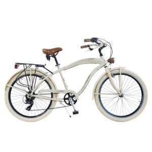 Vélo Cruiser Homme - Via Veneto By Canellini Aluminium Beige - Bicyclette Ville Retro Vintage