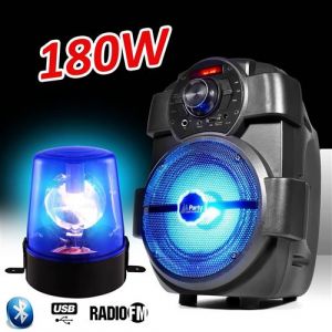 Karaok&eacute; Enfants Enceinte 180W portable Batterie HANDY180 avec USB/BLUETOOTH/ RADIO FM + Gyrophare Bleu