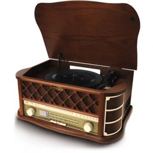 Platine rétro - STT 016 - 6 W - Lecteur CD/cassettes - USB - Marron