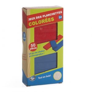 Be Toys - Jeu de construction en bois - 50 Planchettes colorées