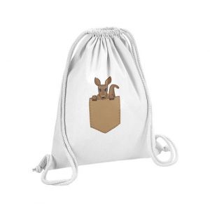 Fabulous Sac de Gym en Coton Blanc Poche Surprise Kangourou 12 Litres