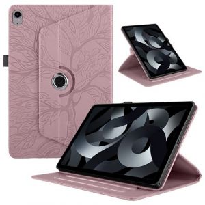 Coque pour iPad 10&egrave;me G&eacute;n&eacute;ration 10,9 Pouces 2022 &Eacute;tui Support Rotatif &agrave; 360 Degr&eacute;s PU Cuir Housse de Protection Portefeuille Tablet ZURSANA Rose