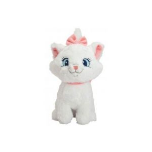 Peluche chat blanc marie 33 cm - set doudou enfant aristochats + carte animal