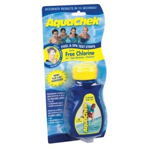50 bandelettes d'analyse piscine AquaChek Chlore/pH Jaune/Bleu