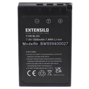 EXTENSILO 1x Batterie compatible avec Olympus OM-D E-M10 Mark III appareil photo, reflex num&eacute;rique (1000mAh, 7,4V, Li-ion) avec puce d'information