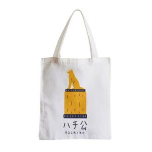 Grand sac pour shopping Hachiko chien statue japon
