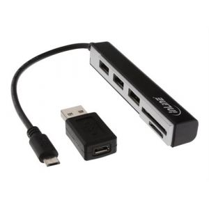 InLine OTG Cardreader with 3 Port USB Hub - Adaptateur de carte (SD, SDHC, SDXC, miniSD, microSDHC, miniSDXC) - micro USB 2.0