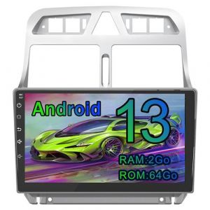 Autoradio Android 13 pour Peugeot 307 307CC SW (2002-2013) [2Go+64Go] avec Carplay Android Auto 9 Pouces Écran Tactile GPS Bluetooth Wi-FI/SWC/Aide au Parking