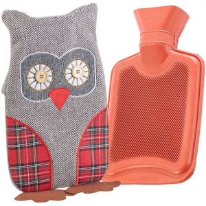 Bouillotte classique en caoutchouc avec housse chouette - 1 litre