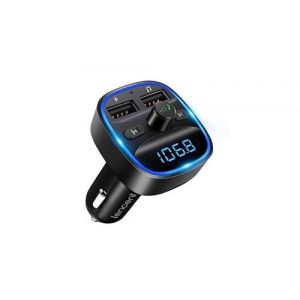 Lencent transmetteur fm bluetooth, bluetooth lecteur mp3 adaptateur radio sans fil kit émetteur fm voiture chargeur, appel mains libres, 2 usb port 5v